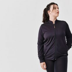 Bluza do biegania damska Kiprun Run 100 Dry. Czarne bluzy KALENJI, m, bez wzorów, z elastanu, bez kaptura. Za 89.99 zł.