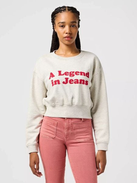 DAMSKA BLUZA WRANGLER RELAXED SWEATSHIRT OAT 112362582. Bluzy Wrangler, m, bez wzorów, bez kaptura. Za 149.99 zł.