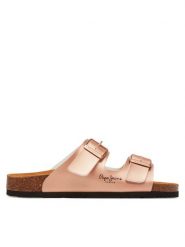 Pepe Jeans Klapki PLS90621 Złoty. Żółte klapki Pepe Jeans, bez wzorów, z jeansu, bez obcasa. Za 179.99 zł.