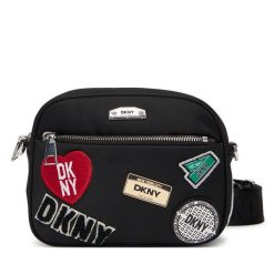 Torebka DKNY. Czarne listonoszki DKNY, bez wzorów, bez dodatków. Za 569.99 zł.
