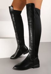 Czarne Ocieplane Kozaki Muszkieterki na Płaskiej Podeszwie Temirion. Czarne kozaki Born2be, z jeansu, bez obcasa, na płaskiej podeszwie, bez zapięcia. Za 139.99 zł.