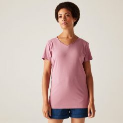 Koszulka turystyczna damska Elkie. Fioletowe bluzki Regatta, bez wzorów, z bawełny, sportowe, bez kołnierzyka, bez ramiączek. Za 134.50 zł.