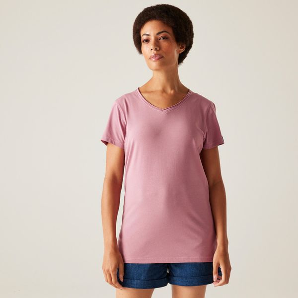 Koszulka turystyczna damska Elkie. Fioletowe bluzki Regatta, bez wzorów, z bawełny, sportowe, bez kołnierzyka, bez ramiączek. Za 134.50 zł.