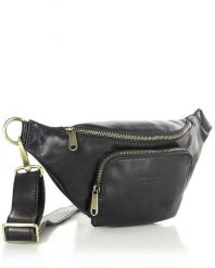 Torebka nerka na szerokim pasku skórzana premium pelle - MARCO MAZZINI czarna. Czarne torebki klasyczne bez wzorów, ze skóry, bez dodatków. Za 359.00 zł.