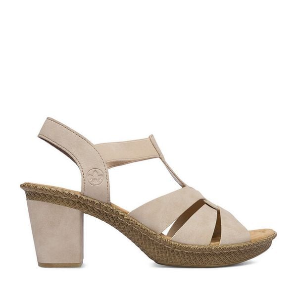 Sandały Rieker. Brązowe sandały Rieker, bez wzorów, bez obcasa, na słupku, bez zapięcia. Za 299.99 zł.