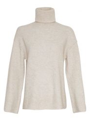 MOSS COPENHAGEN Sweter w kolorze beżowym rozmiar: M/L. Brązowe golfy Moss Copenhagen, l, bez wzorów, bez ramiączek. Za 235.45 zł.