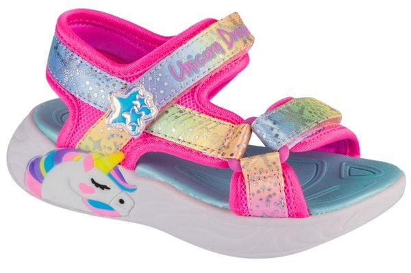 Sandały SKECHERS 302682N Rose. Czerwone sandały Skechers, bez wzorów, z materiału, bez obcasa, bez zapięcia. Za 139.99 zł.
