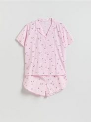 Dwuczęściowa piżama - lawendowy. Fioletowe piżamy Reserved, bez wzorów, z bawełny, bez ramiączek. Za 129.99 zł.