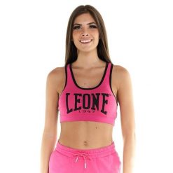 Podstawowy damski top Leone. Czerwone topy LEONE 1947 APPAREL, l, bez wzorów, z tkaniny, bez kołnierzyka, bez ramiączek. W wyprzedaży za 87.55 zł.