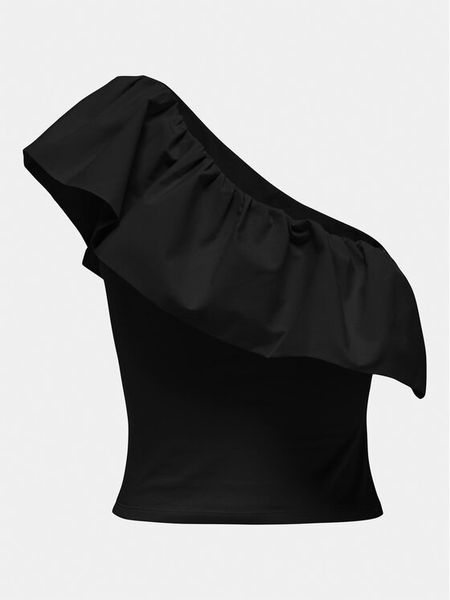 ONLY Bluzka Soffy 15320339 Czarny Regular Fit. Czarne bluzki Only, l, bez wzorów, z bawełny, bez kołnierzyka, bez ramiączek. Za 49.99 zł.