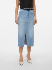 Vero Moda Spódnica dżinsowa w kolorze błękitnym rozmiar: M. Niebieskie spódnice Vero Moda, na co dzień, m, z aplikacjami, z bawełny, midi, proste. Za 118.84 zł.