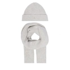 Zestaw szalik i czapka Calvin Klein Jeans. Szare czapki Calvin Klein Jeans, bez wzorów, z jeansu. Za 209.99 zł.