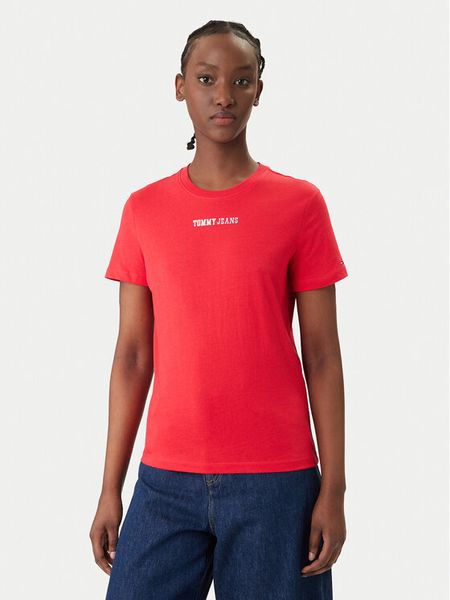 Tommy Jeans T-Shirt DW0DW22277 Czerwony Regular Fit. Czerwone t-shirty Tommy Jeans, xxs, bez wzorów, z bawełny, bez kołnierzyka, bez ramiączek. Za 98.99 zł.