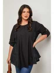 Curvy Lady Bluzka w kolorze czarnym rozmiar: 40/42. Czarne bluzki Curvy Lady, bez wzorów, klasyczne, bez kołnierzyka, bez ramiączek. Za 110.04 zł.