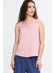 Nife Bluzka w kolorze jasnoróżowym rozmiar: 40. Różowe bluzki Nife, bez wzorów, z wiskozy, bez kołnierzyka, bez ramiączek. Za 138.87 zł.