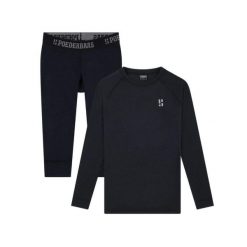 Koszulka z wełny merynosów termoutwardzalna – damska – koszula + legginsy 3/4. Czarne legginsy POEDERBAAS, bez wzorów, z wełny. W wyprzedaży za 438.12 zł.