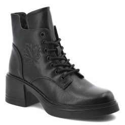 Czarne Botki Vinceza Stylowe Obuwie Damskie Na Klocku. Czarne botki VINCEZA, na zimę, bez wzorów, ze skóry, bez obcasa, bez zapięcia. Za 203.99 zł.