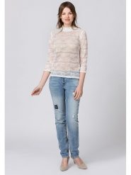 Stockerpoint Bluzka "Molly" w kolorze kremowym rozmiar: M. Brązowe bluzki Stockerpoint, m, bez wzorów, z koronki, bez kołnierzyka, bez ramiączek. Za 100.28 zł.