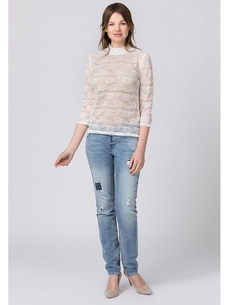 Stockerpoint Bluzka "Molly" w kolorze kremowym rozmiar: M. Brązowe bluzki Stockerpoint, m, bez wzorów, z koronki, bez kołnierzyka, bez ramiączek. Za 48.96 zł.