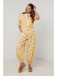 Lin Passion Spodnie materiałowe w kolorze żółtym rozmiar: 34/36. Żółte spodnie materiałowe Lin Passion, bez wzorów, z bawełny, z standardowym stanem. Za 108.99 zł.