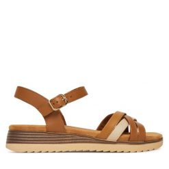 Sandały Lasocki. Brązowe sandały Lasocki, bez wzorów, bez obcasa, na koturnie, bez zapięcia. Za 159.99 zł.