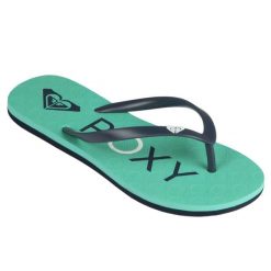 Japonki SEA damskie. Zielone klapki Roxy, bez wzorów, z gumy, bez obcasa. Za 39.99 zł.