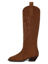 Loft37 Skórzane kowbojki w kolorze jasnobrązowym rozmiar: 36. Brązowe botki loft37, bez wzorów, bez obcasa, bez zapięcia. Za 448.99 zł.