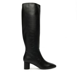 Kozaki Pollini. Czarne kozaki Pollini, bez obcasa, na słupku, bez zapięcia. Za 2,799.00 zł.