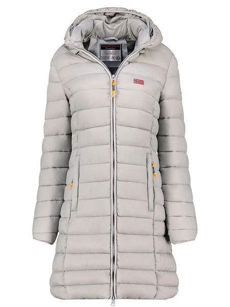 Geographical Norway Płaszcz pikowany "Atikolor" w kolorze jasnoszarym rozmiar: XXL. Szare płaszcze Geographical Norway, xxl, bez wzorów, bez kaptura. Za 152.98 zł.