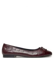 Tory Burch Baleriny Cap Toe Ballet 165365 Bordowy. Czerwone baleriny Tory Burch, bez wzorów, ze skóry, bez obcasa. Za 879.99 zł.