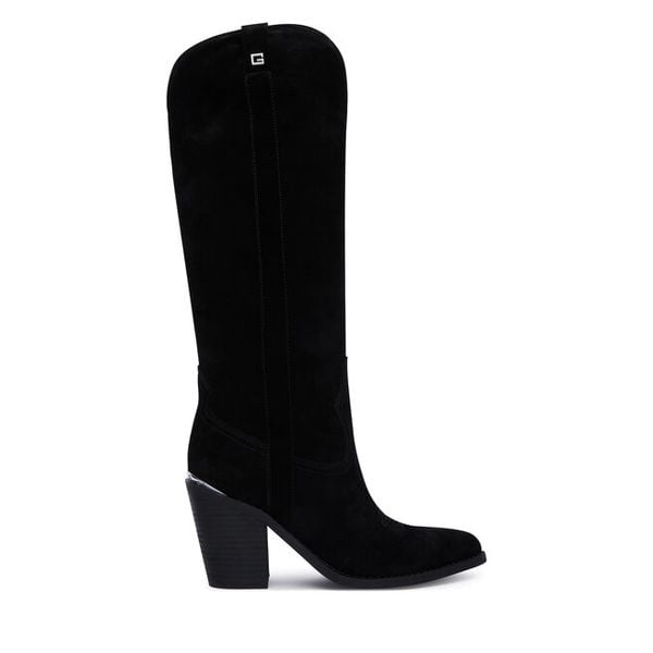 Kozaki Guess. Czarne kozaki Guess, bez obcasa, na słupku, bez zapięcia. Za 1,054.00 zł.