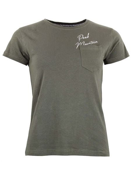 Peak Mountain Koszulka w kolorze oliwkowym rozmiar: XL. Brązowe bluzki Peak Mountain, xl, bez wzorów, bez kołnierzyka, bez ramiączek. Za 59.95 zł.