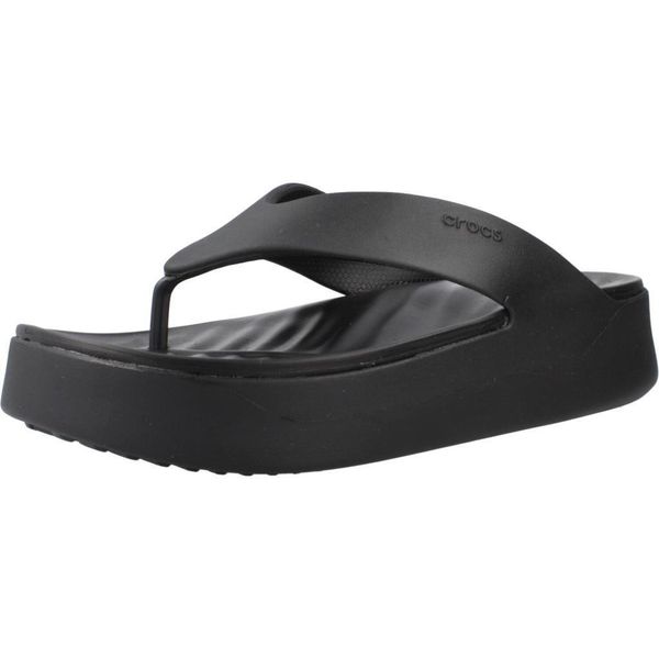 Sandały CROCS GETAWAY PLATFORM FLIP Czarny. Czarne sandały Crocs, bez wzorów, z gumy, bez obcasa, bez zapięcia. Za 206.99 zł.