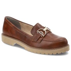 Brązowe Półbuty Armodo Eleganckie Mokasyny Damskie. Brązowe mokasyny Armodo, bez wzorów, ze skóry, bez obcasa. Za 399.00 zł.