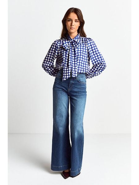 Rich & Royal Bluzka w kolorze niebiesko-białym rozmiar: 34. Niebieskie bluzki Rich & Royal, bez wzorów, bez kołnierzyka, bez ramiączek. Za 170.87 zł.