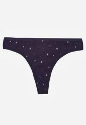 Granatowe Majtki Stringi z Bawełną w Kwiaty Calylia. Niebieskie stringi Born2be, bez wzorów, z bawełny. Za 5.99 zł.