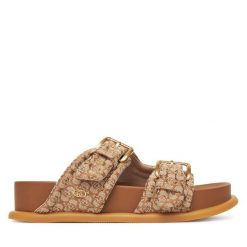 Klapki Liu Jo. Brązowe klapki Liu Jo, bez wzorów, bez obcasa. Za 429.99 zł.