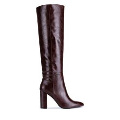 Kozaki MEXX. Brązowe kozaki Mexx, bez obcasa, na słupku, bez zapięcia. Za 359.99 zł.