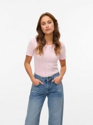 Vero Moda Koszulka w kolorze jasnoróżowym rozmiar: XS. Różowe bluzki Vero Moda, xs, bez wzorów, z bawełny, bez kołnierzyka, bez ramiączek. Za 53.04 zł.