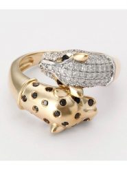 DIAMOND & CO Złoty pierścionek "Rivale de panthères" z diamentami i szafirami rozmiar: 50. Żółte pierścionki Diamond & Co, z diamentem, złote. Za 3,302.35 zł.