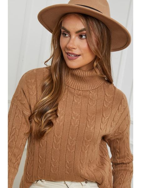 L'armoire de Suzette Golf w kolorze jasnobrązowym rozmiar: 38/40. Brązowe golfy L'armoire de Suzette, l, bez wzorów, z kaszmiru, bez ramiączek. Za 148.61 zł.