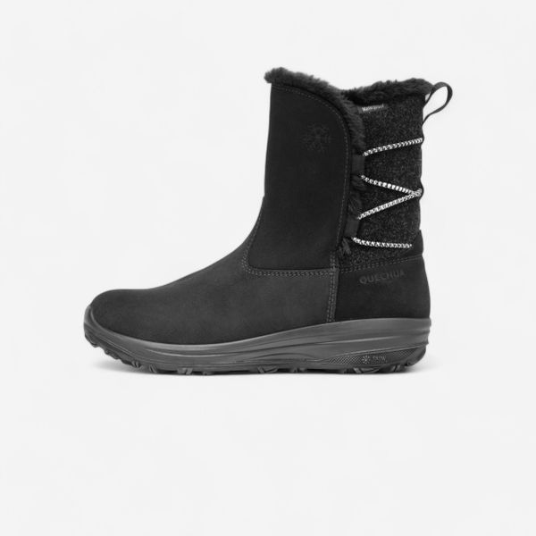 Buty turystyczne damskie Quechua NH500 skóra. Czarne trekkingi QUECHUA, z futra, trekkingowe. Za 299.99 zł.