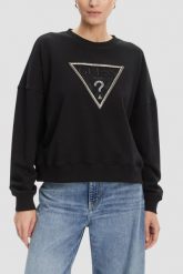 GUESS Czarna damska bluza z cyrkoniami Rachele. Czarne bluzy Guess, m, z aplikacjami, bez kaptura. W wyprzedaży za 264.99 zł.
