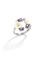 Miu Silver Srebrny pierścionek z cyrkoniami i masą perłową rozmiar: onesize. Brązowe pierścionki Miu Silver, z cyrkonią, srebrne. Za 118.01 zł.