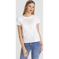 T-SHIRT Twinset U&B. Białe t-shirty Twinset U&B, l, z aplikacjami, z bawełny, bez kołnierzyka, bez ramiączek. Za 257.40 zł.