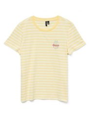 Vero Moda Koszulka w kolorze żółtym rozmiar: XS. Żółte bluzki Vero Moda, xs, bez wzorów, z bawełny, bez kołnierzyka, bez ramiączek. Za 43.99 zł.