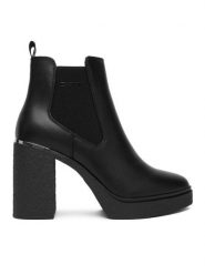 DKNY Botki Tarquin Platform B K4554905 Czarny. Czarne botki DKNY, bez wzorów, ze skóry, bez obcasa, na słupku, bez zapięcia. Za 789.99 zł.