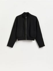 Bluza z ażurowymi wstawkami - czarny. Czarne bluzy Reserved, l, w ażurowe wzory, z bawełny, bez kaptura. Za 99.99 zł.