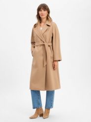 Weekend Max Mara płaszcz wełniany Kobiety wełna ze strzyży beżowy, 38. Brązowe płaszcze Weekend Max Mara, bez wzorów, z wełny, bez kaptura. Za 3,599.95 zł.