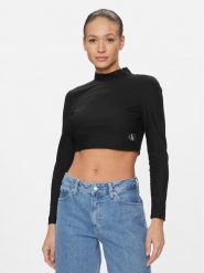 Calvin Klein Jeans Bluzka J20J221312 Czarny Slim Fit. Czarne bluzki Calvin Klein Jeans, s, bez wzorów, z jeansu, bez kołnierzyka, bez ramiączek. Za 239.99 zł.